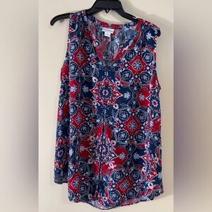 Liz Claiborne Career Women’s Blue/Red Sleeveless Blouse Size L Top